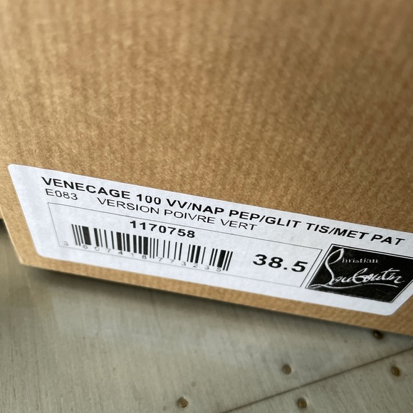 Christian louboutin venecage suede taupe pink studded peep toe sz 38.5 - Picture 8 of 11